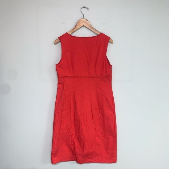 Boden Dress Size 10 US Long Red Coral Cotton Embroidered Sheath Lined Sleeveless - Picture 7 of 11